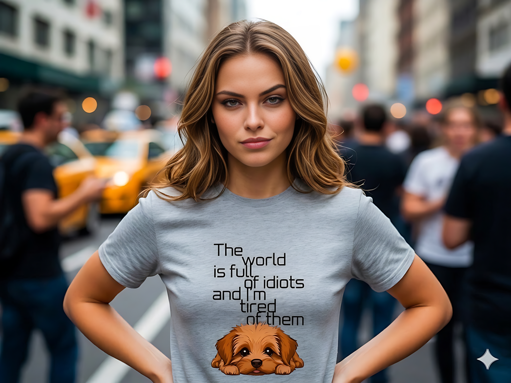 Funny Tired Puppy Dog T-Shirt - Sarcastic Quote - Sport Grey S-5XL