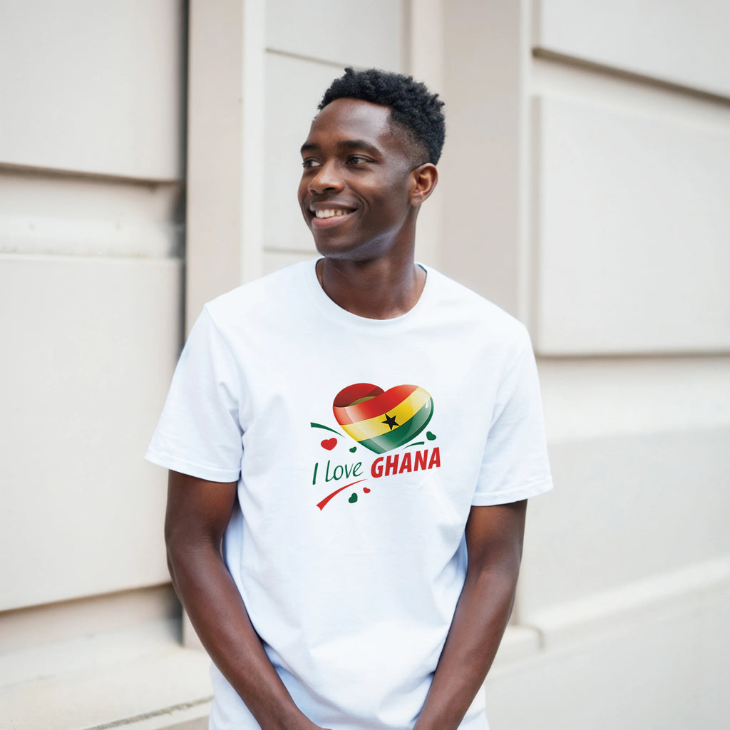 I Love Ghana T-Shirt Flag Heart Herz Design 10 Farben S-5XL