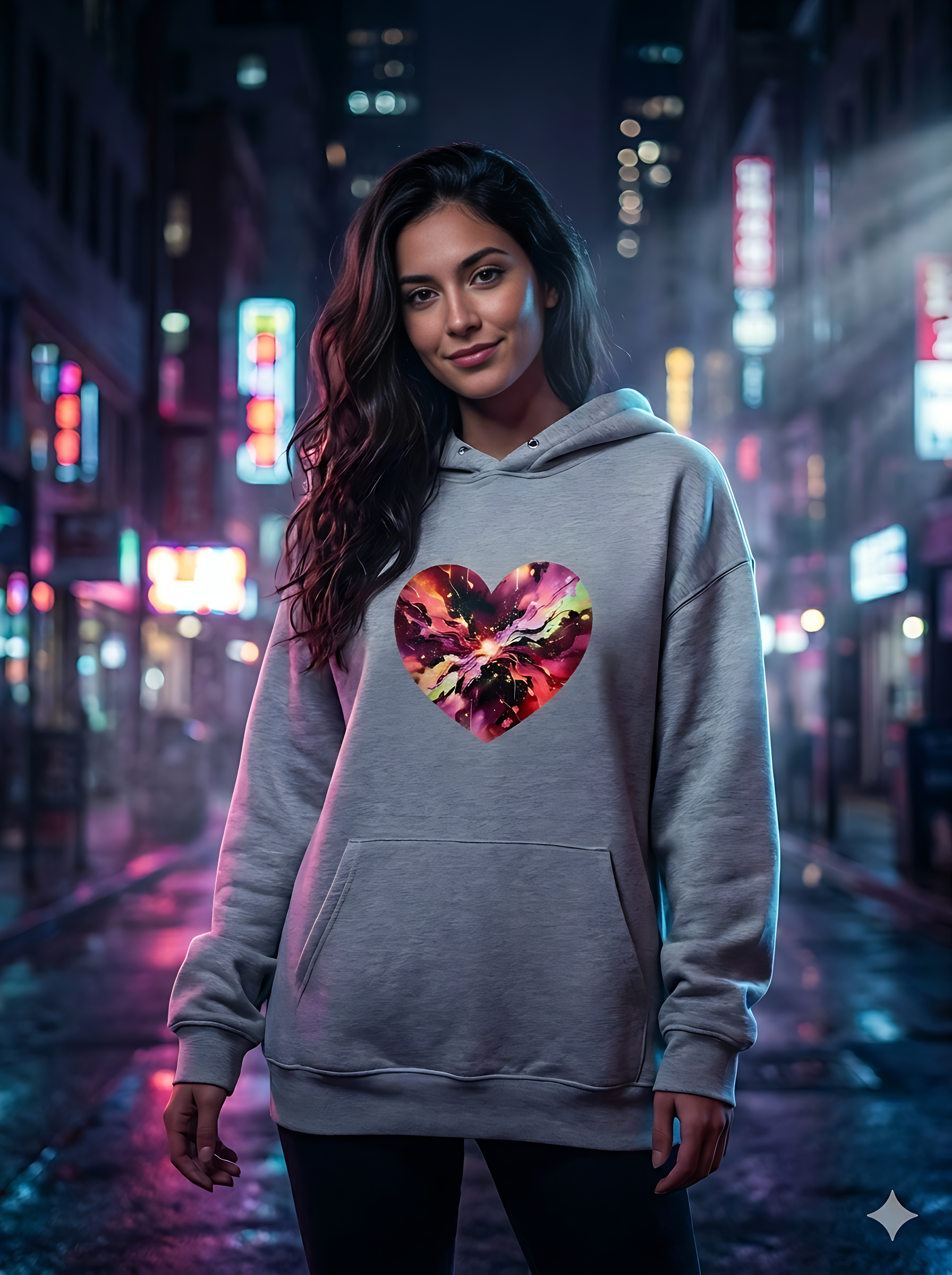 Kosmischer Liebe-Herz-Kapuzenpullover Unisex – Galaxie-Nebel-Herz-Design | 5 Farben S-3XL
