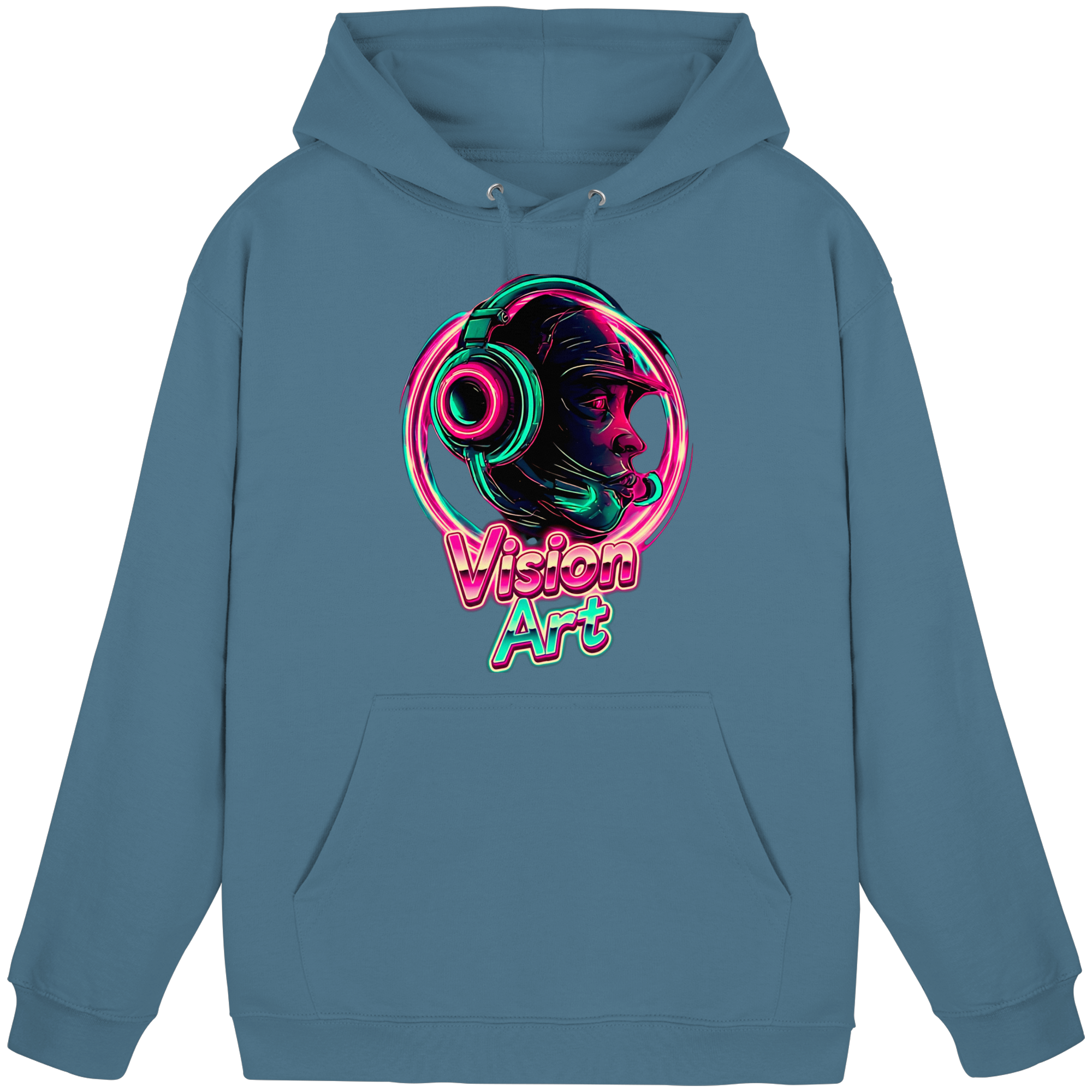 Vision Art Neon Cyberpunk Kopfhörer Hoodie – Leuchtend Pink & Cyan Streetwear | 10 Farben XS-5XL - Basic Unisex Hoodie