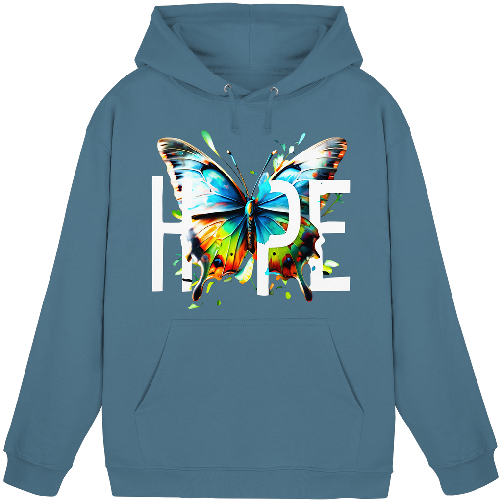 HOPE Schmetterlings-Kapuzenpullover Lebendiges Buntes Motivationsgrafik 8 Farben S-5XL - Basic Unisex Kapuzenpullover