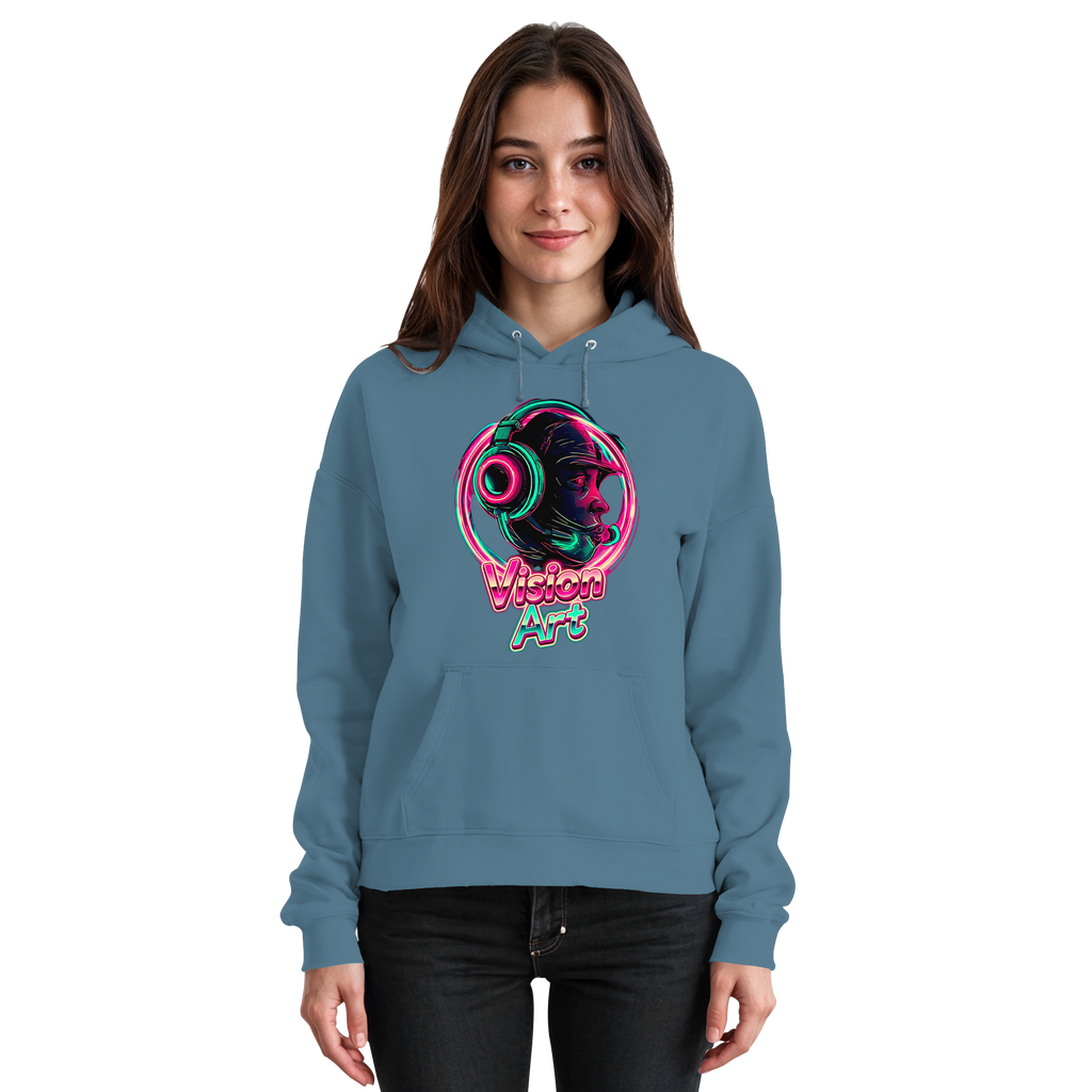 Vision Art Neon Cyberpunk Kopfhörer Hoodie – Leuchtend Pink & Cyan Streetwear | 10 Farben XS-5XL - Basic Unisex Hoodie