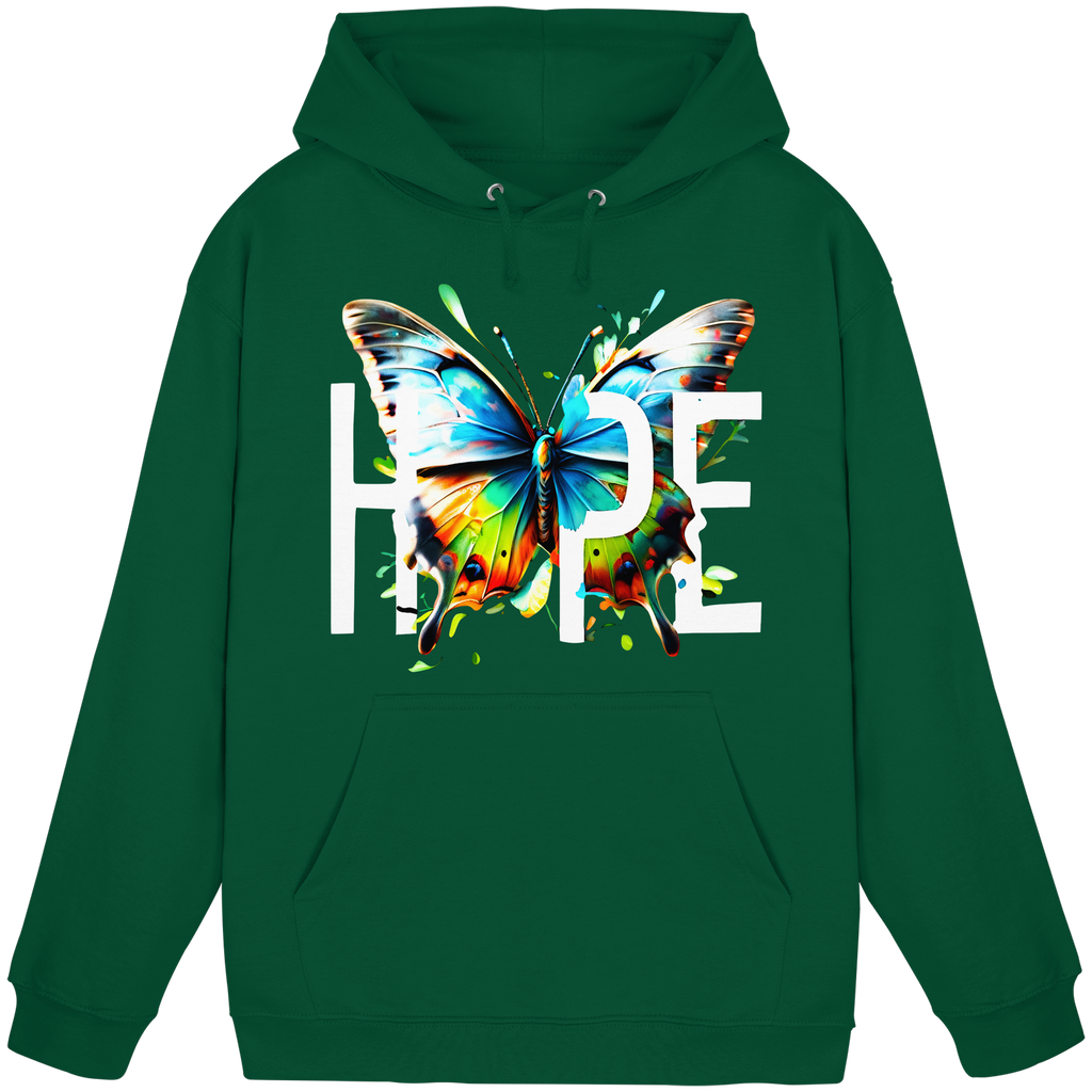 HOPE Schmetterlings-Kapuzenpullover Lebendiges Buntes Motivationsgrafik 8 Farben S-5XL - Basic Unisex Kapuzenpullover