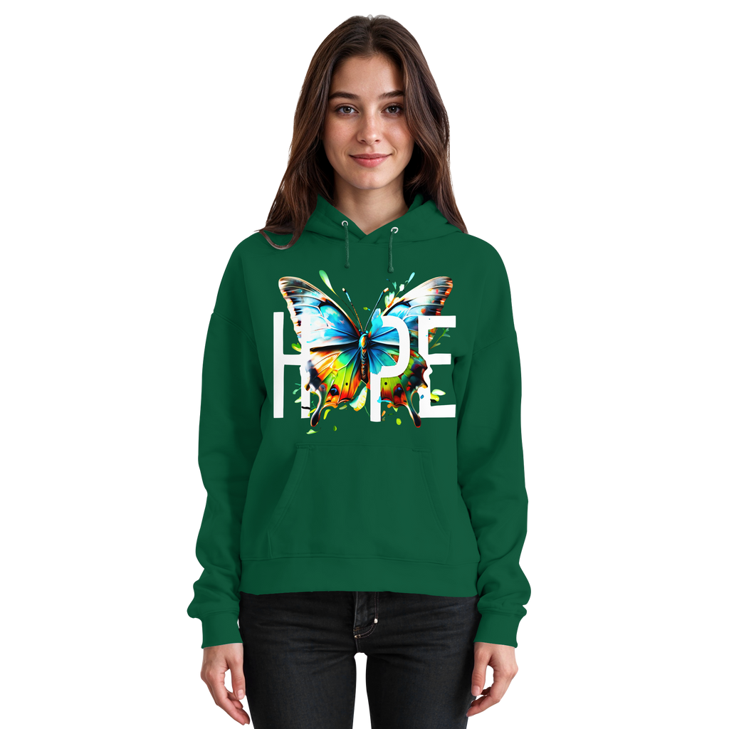 HOPE Schmetterlings-Kapuzenpullover Lebendiges Buntes Motivationsgrafik 8 Farben S-5XL - Basic Unisex Kapuzenpullover