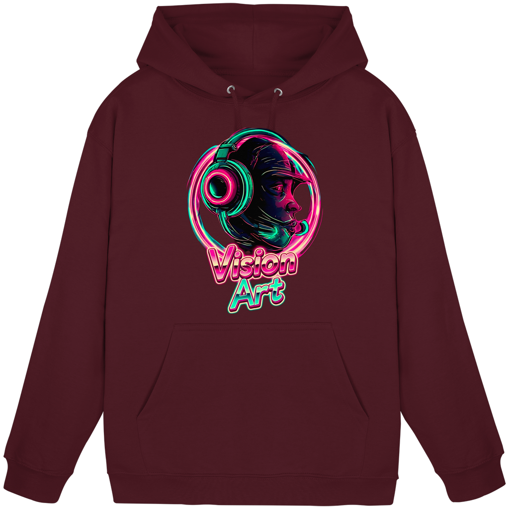 Vision Art Neon Cyberpunk Kopfhörer Hoodie – Leuchtend Pink & Cyan Streetwear | 10 Farben XS-5XL - Basic Unisex Hoodie