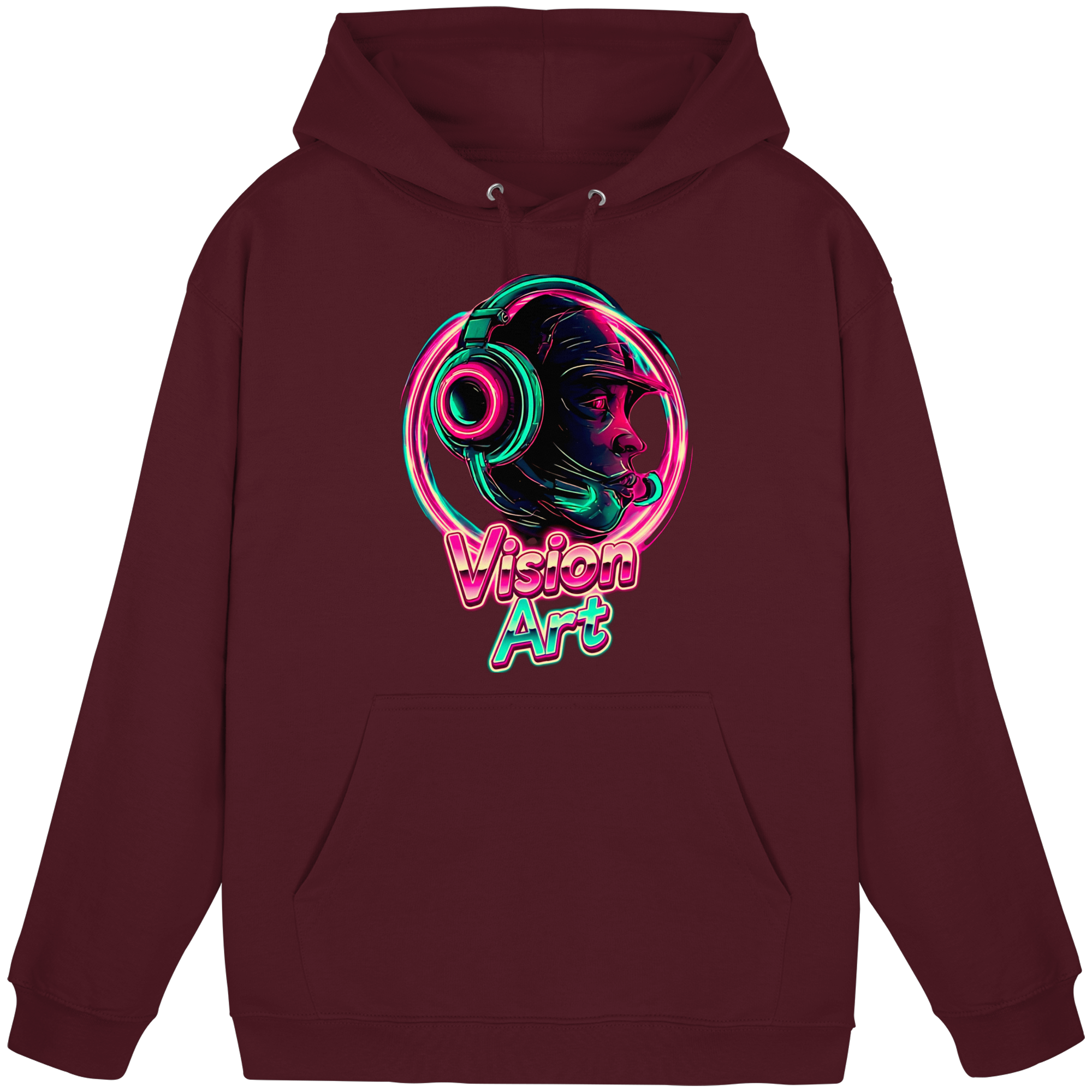 Vision Art Neon Cyberpunk Kopfhörer Hoodie – Leuchtend Pink & Cyan Streetwear | 10 Farben XS-5XL - Basic Unisex Hoodie