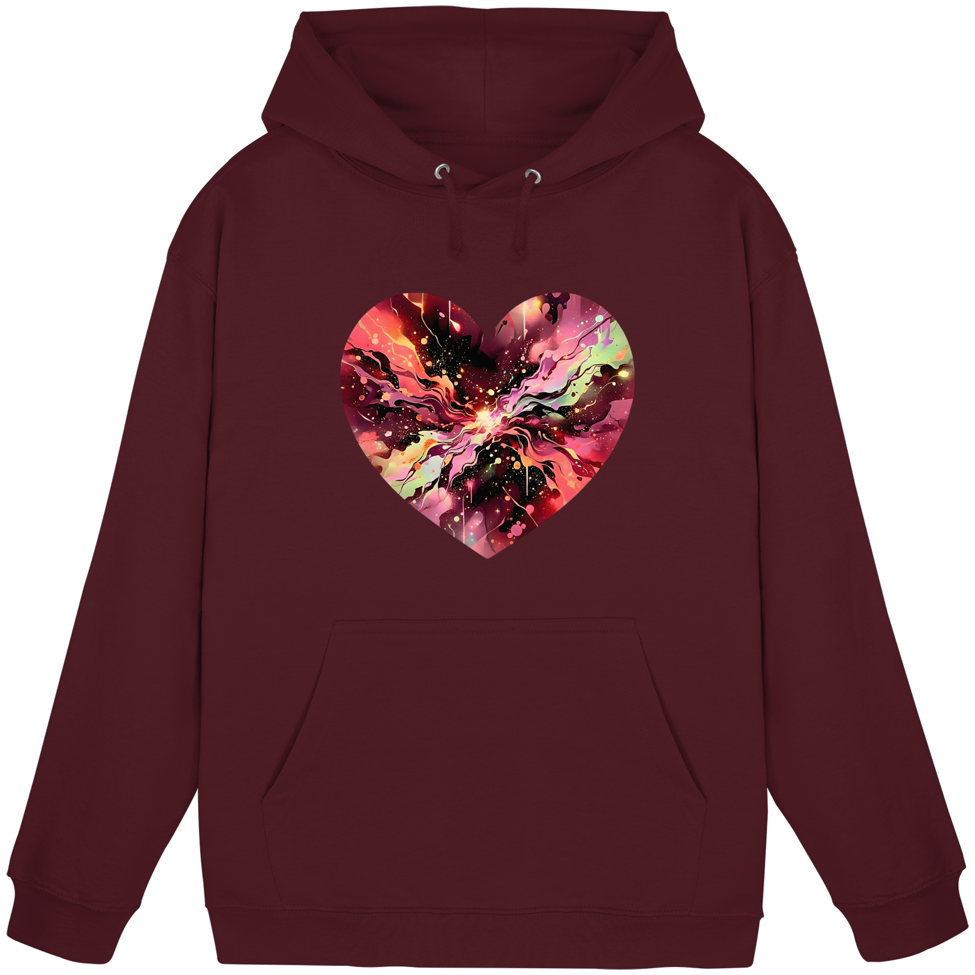 Kosmischer Liebe-Herz-Kapuzenpullover Unisex – Galaxie-Nebel-Herz-Design | 5 Farben S-3XL