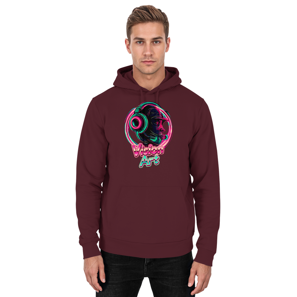 Vision Art Neon Cyberpunk Kopfhörer Hoodie – Leuchtend Pink & Cyan Streetwear | 10 Farben XS-5XL - Basic Unisex Hoodie