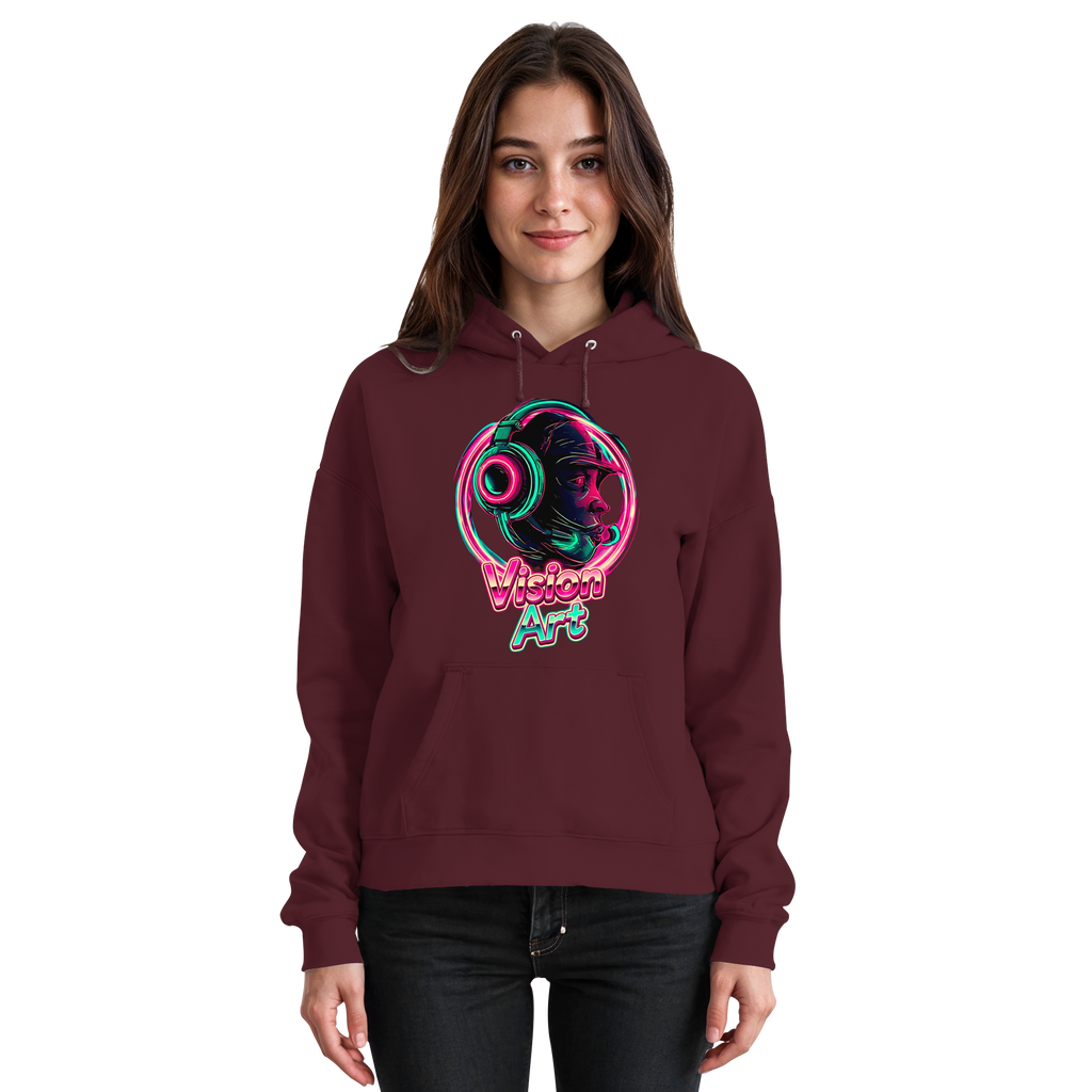 Vision Art Neon Cyberpunk Kopfhörer Hoodie – Leuchtend Pink & Cyan Streetwear | 10 Farben XS-5XL - Basic Unisex Hoodie