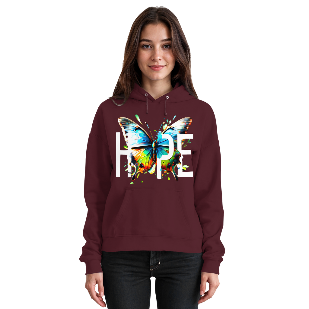 HOPE Schmetterlings-Kapuzenpullover Lebendiges Buntes Motivationsgrafik 8 Farben S-5XL - Basic Unisex Kapuzenpullover