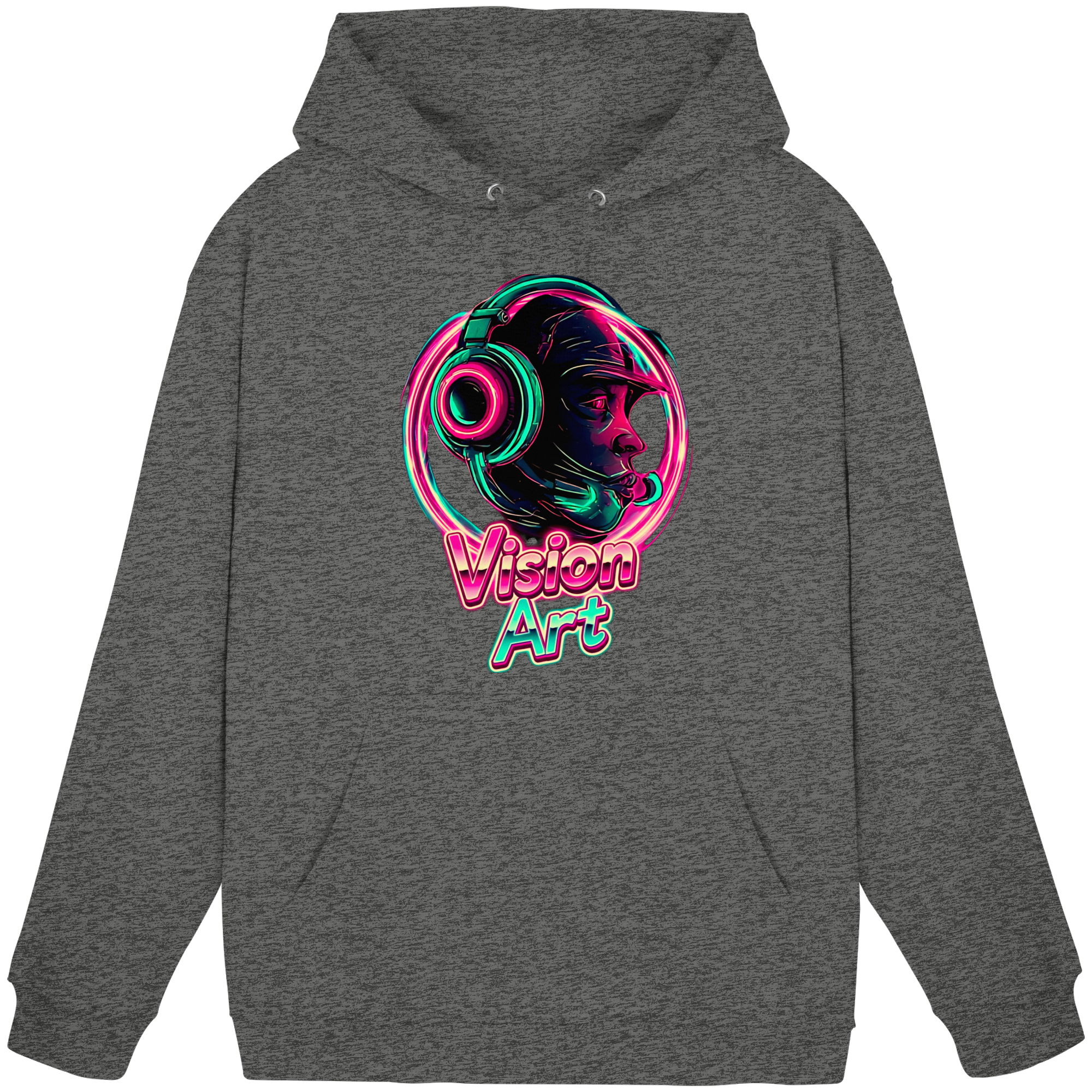 Vision Art Neon Cyberpunk Kopfhörer Hoodie – Leuchtend Pink & Cyan Streetwear | 10 Farben XS-5XL - Basic Unisex Hoodie