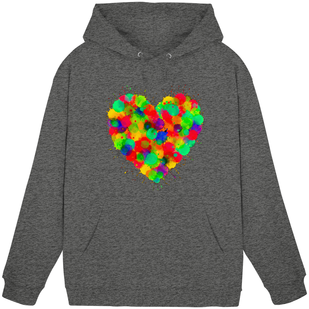 Regenbogen Paint Splatter Herz Hoodie Unisex 5 Farben S- 3XL