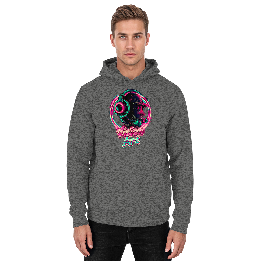 Vision Art Neon Cyberpunk Kopfhörer Hoodie – Leuchtend Pink & Cyan Streetwear | 10 Farben XS-5XL - Basic Unisex Hoodie