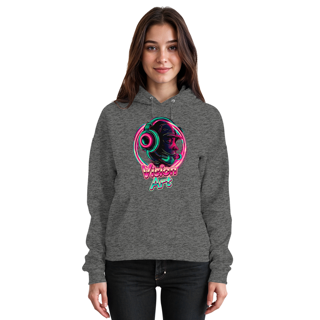 Vision Art Neon Cyberpunk Kopfhörer Hoodie – Leuchtend Pink & Cyan Streetwear | 10 Farben XS-5XL - Basic Unisex Hoodie