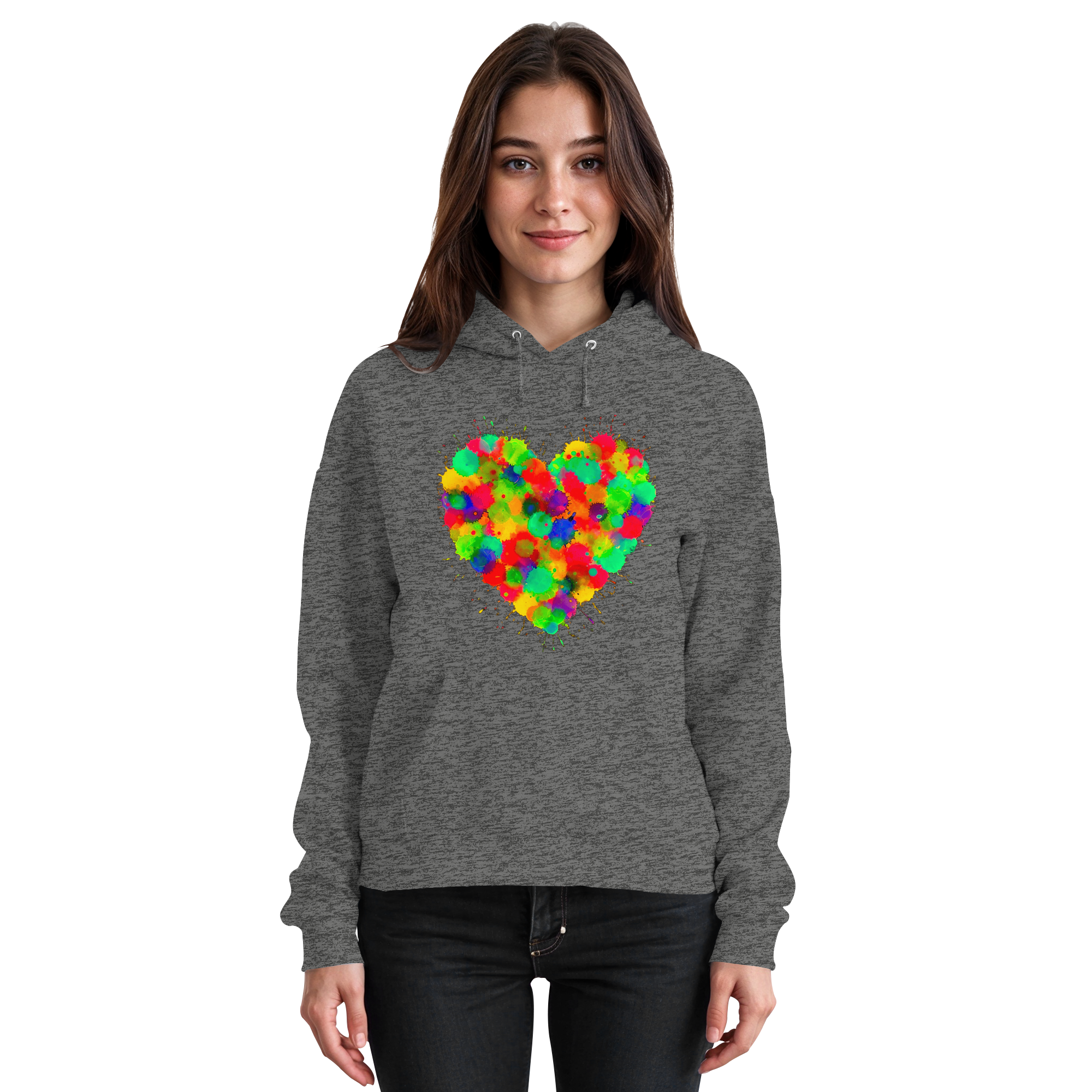 Regenbogen Paint Splatter Herz Hoodie Unisex 5 Farben S- 3XL