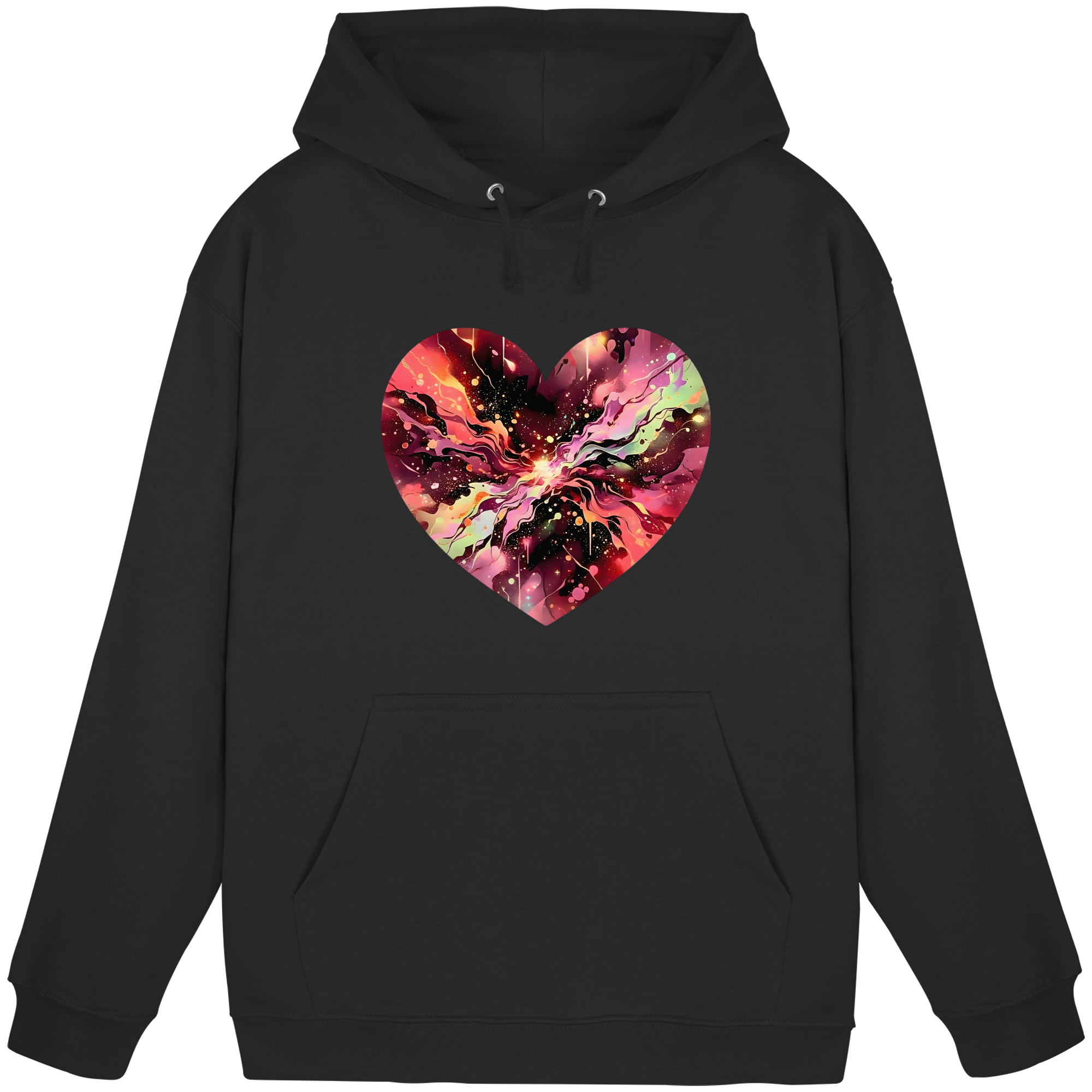 Kosmischer Liebe-Herz-Kapuzenpullover Unisex – Galaxie-Nebel-Herz-Design | 5 Farben S-3XL