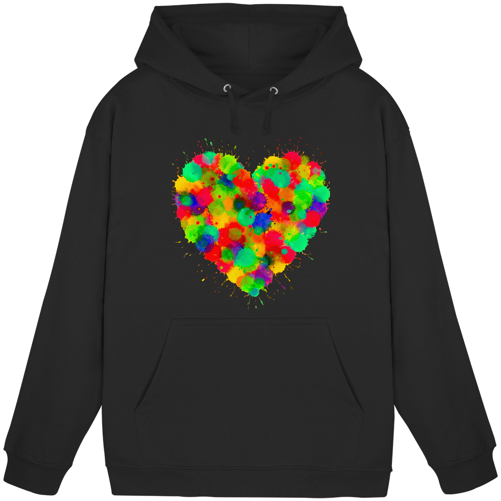 Regenbogen Paint Splatter Herz Hoodie Unisex 5 Farben S- 3XL