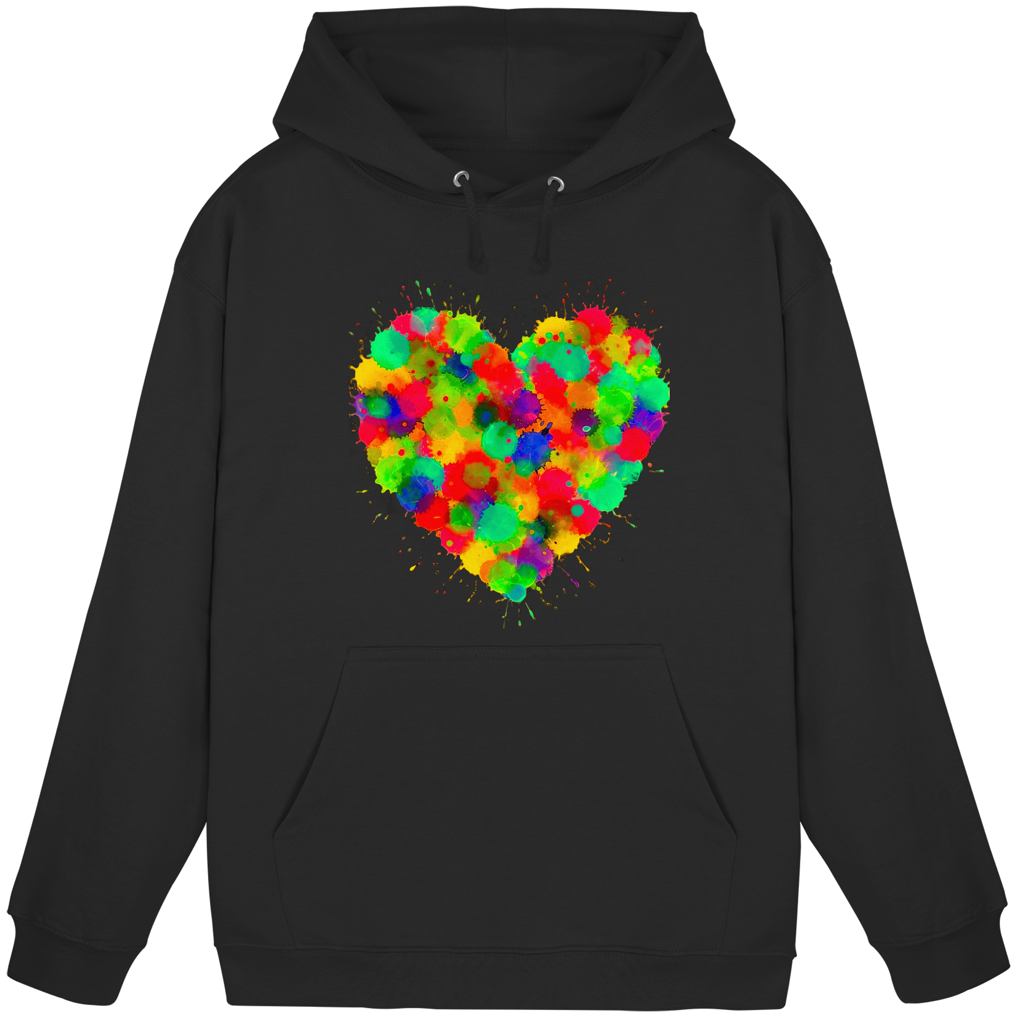 Regenbogen Paint Splatter Herz Hoodie Unisex 5 Farben S- 3XL