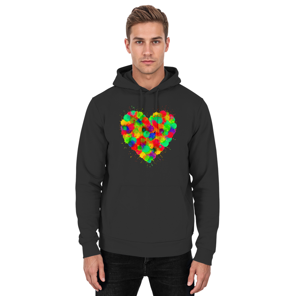 Regenbogen Paint Splatter Herz Hoodie Unisex 5 Farben S- 3XL