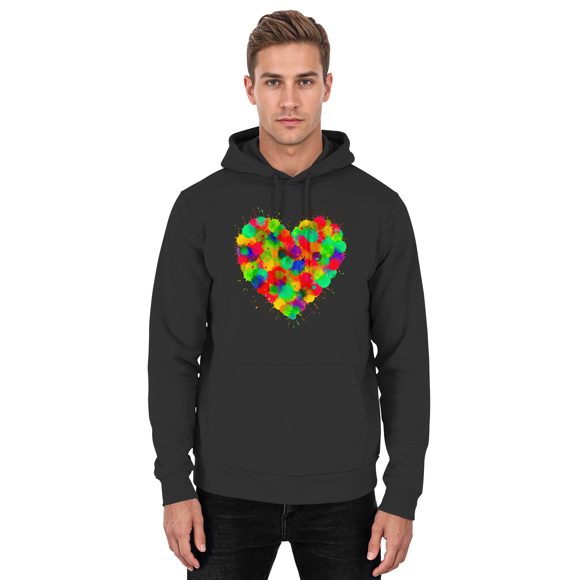 Regenbogen Paint Splatter Herz Hoodie Unisex 5 Farben S- 3XL