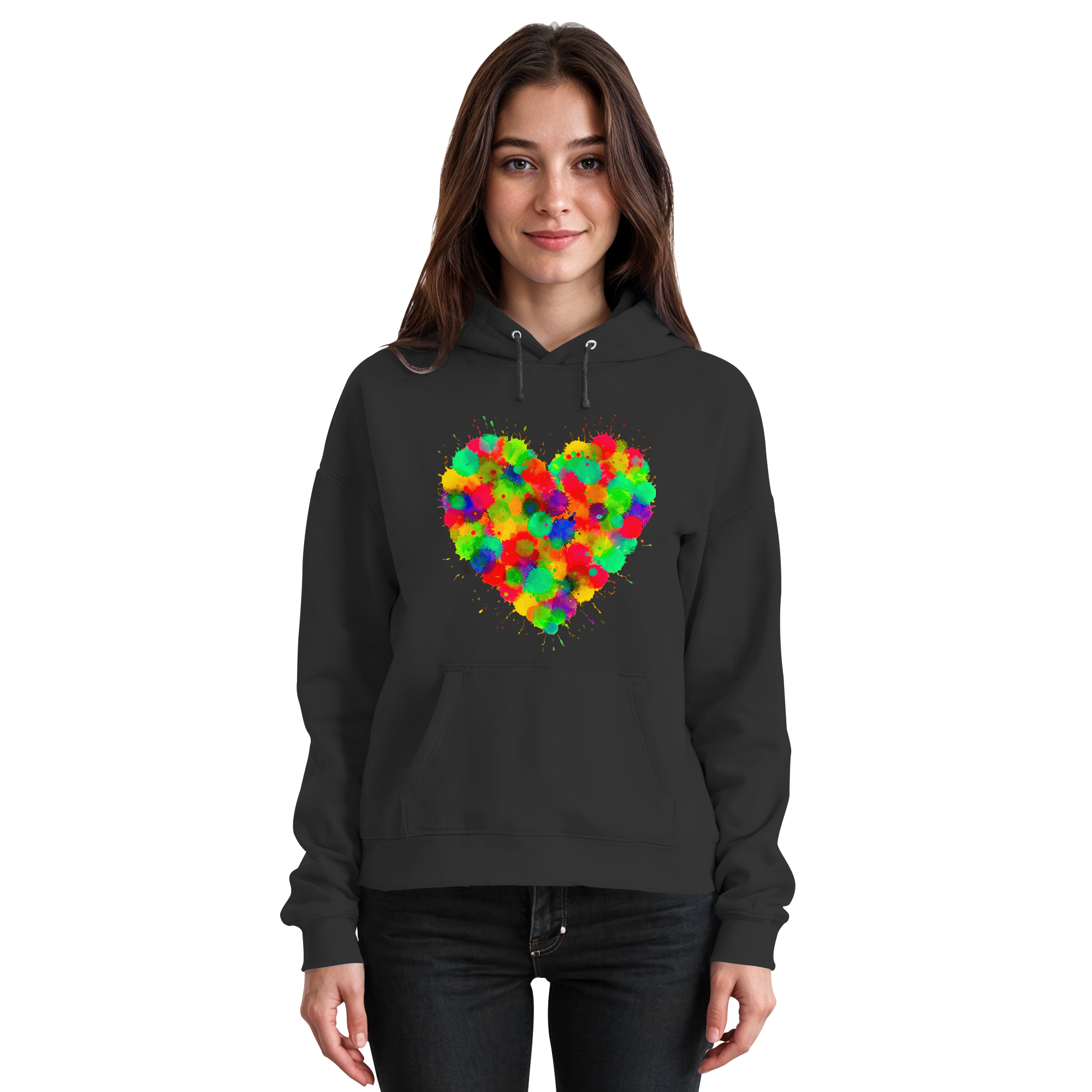 Regenbogen Paint Splatter Herz Hoodie Unisex 5 Farben S- 3XL