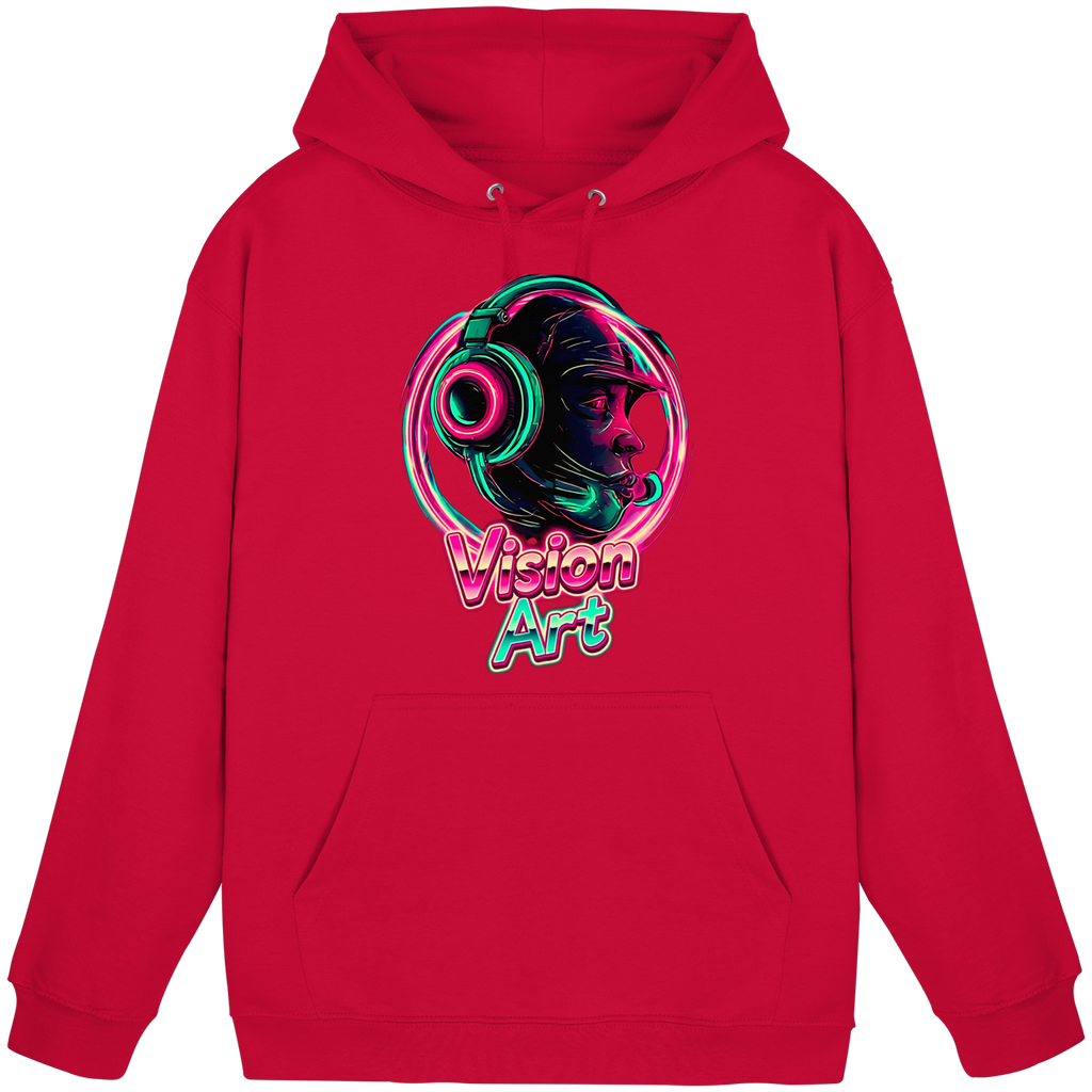 Vision Art Neon Cyberpunk Kopfhörer Hoodie – Leuchtend Pink & Cyan Streetwear | 10 Farben XS-5XL - Basic Unisex Hoodie