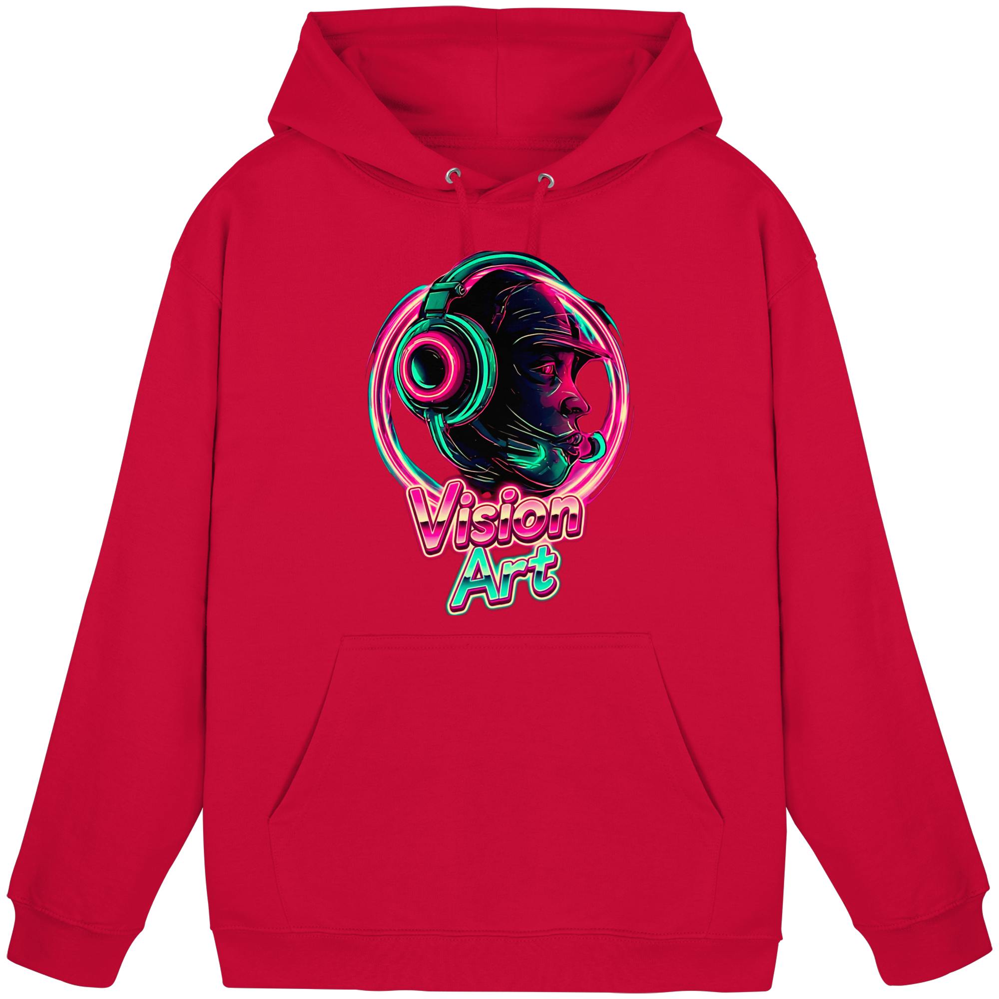 Vision Art Neon Cyberpunk Kopfhörer Hoodie – Leuchtend Pink & Cyan Streetwear | 10 Farben XS-5XL - Basic Unisex Hoodie