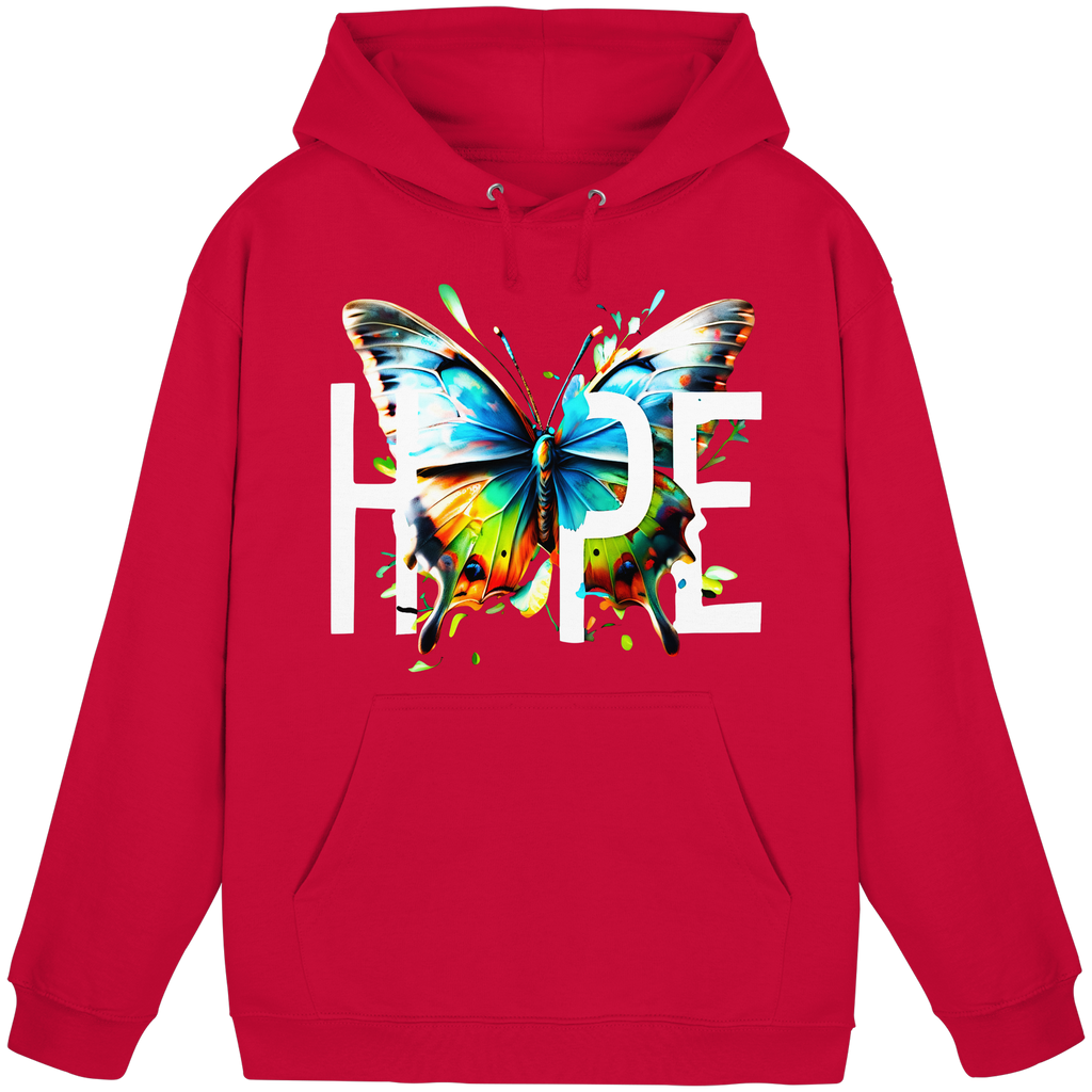 HOPE Schmetterlings-Kapuzenpullover Lebendiges Buntes Motivationsgrafik 8 Farben S-5XL - Basic Unisex Kapuzenpullover