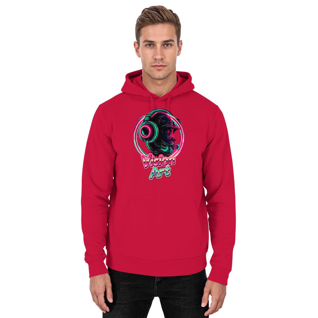 Vision Art Neon Cyberpunk Kopfhörer Hoodie – Leuchtend Pink & Cyan Streetwear | 10 Farben XS-5XL - Basic Unisex Hoodie