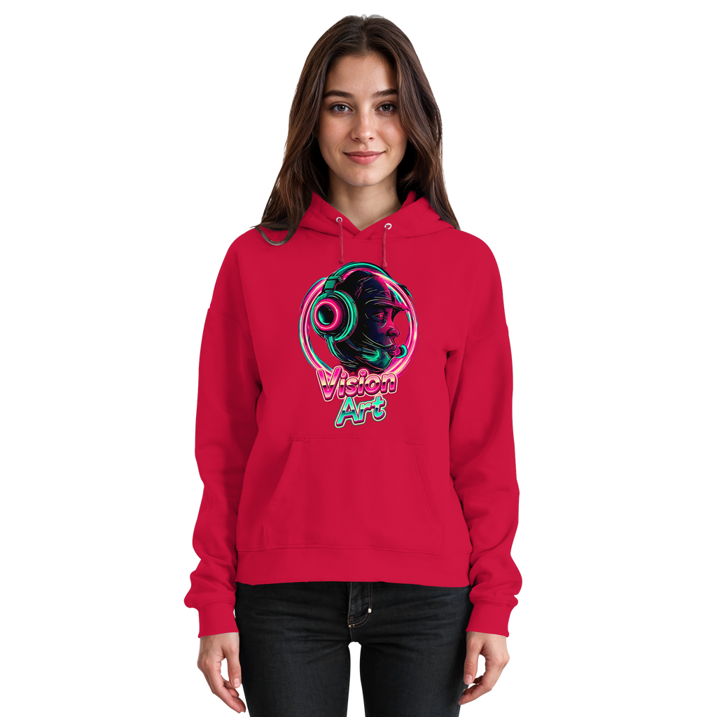 Vision Art Neon Cyberpunk Kopfhörer Hoodie – Leuchtend Pink & Cyan Streetwear | 10 Farben XS-5XL - Basic Unisex Hoodie