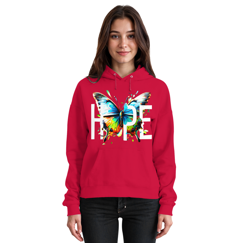 HOPE Schmetterlings-Kapuzenpullover Lebendiges Buntes Motivationsgrafik 8 Farben S-5XL - Basic Unisex Kapuzenpullover