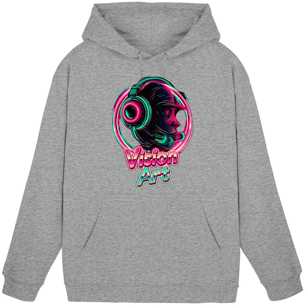 Vision Art Neon Cyberpunk Kopfhörer Hoodie – Leuchtend Pink & Cyan Streetwear | 10 Farben XS-5XL - Basic Unisex Hoodie