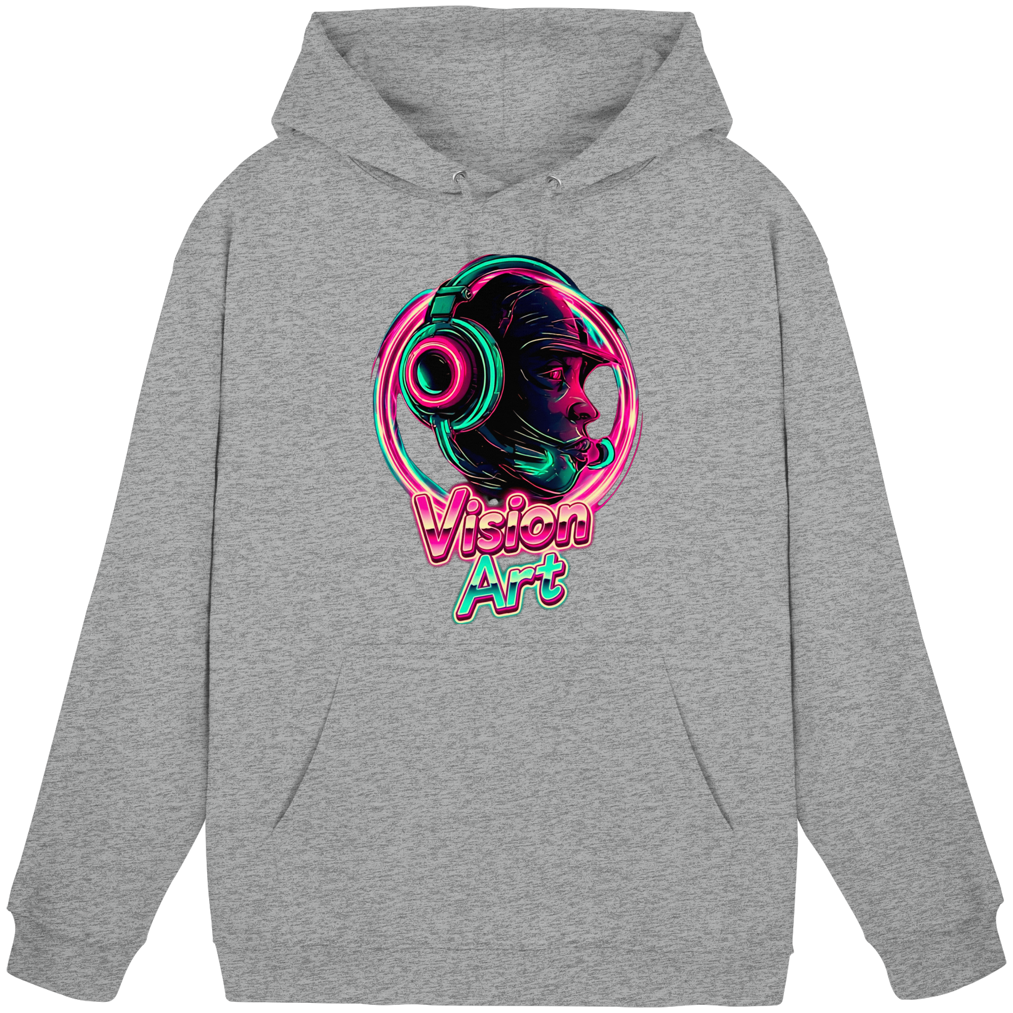 Vision Art Neon Cyberpunk Kopfhörer Hoodie – Leuchtend Pink & Cyan Streetwear | 10 Farben XS-5XL - Basic Unisex Hoodie