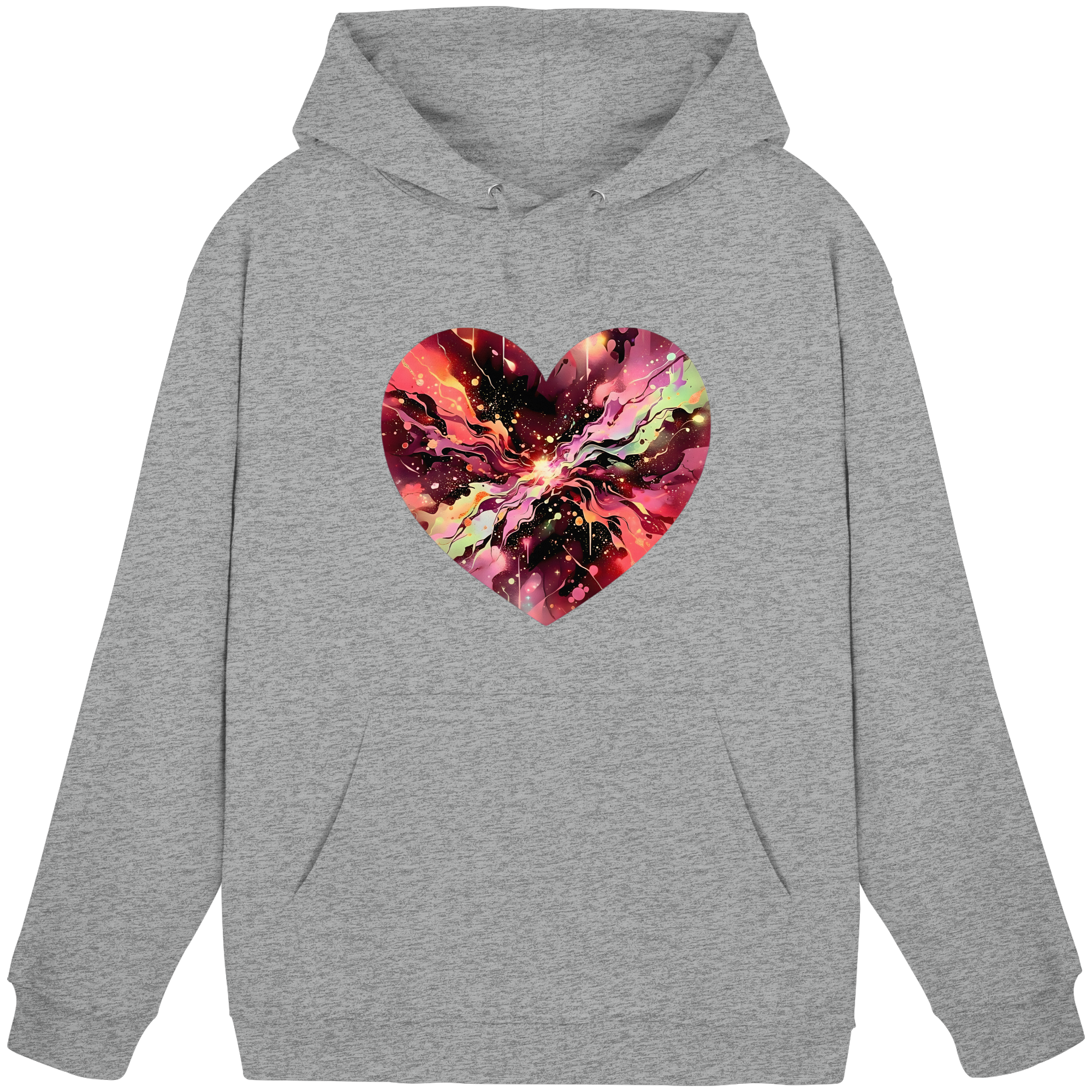 Kosmischer Liebe-Herz-Kapuzenpullover Unisex – Galaxie-Nebel-Herz-Design | 5 Farben S-3XL