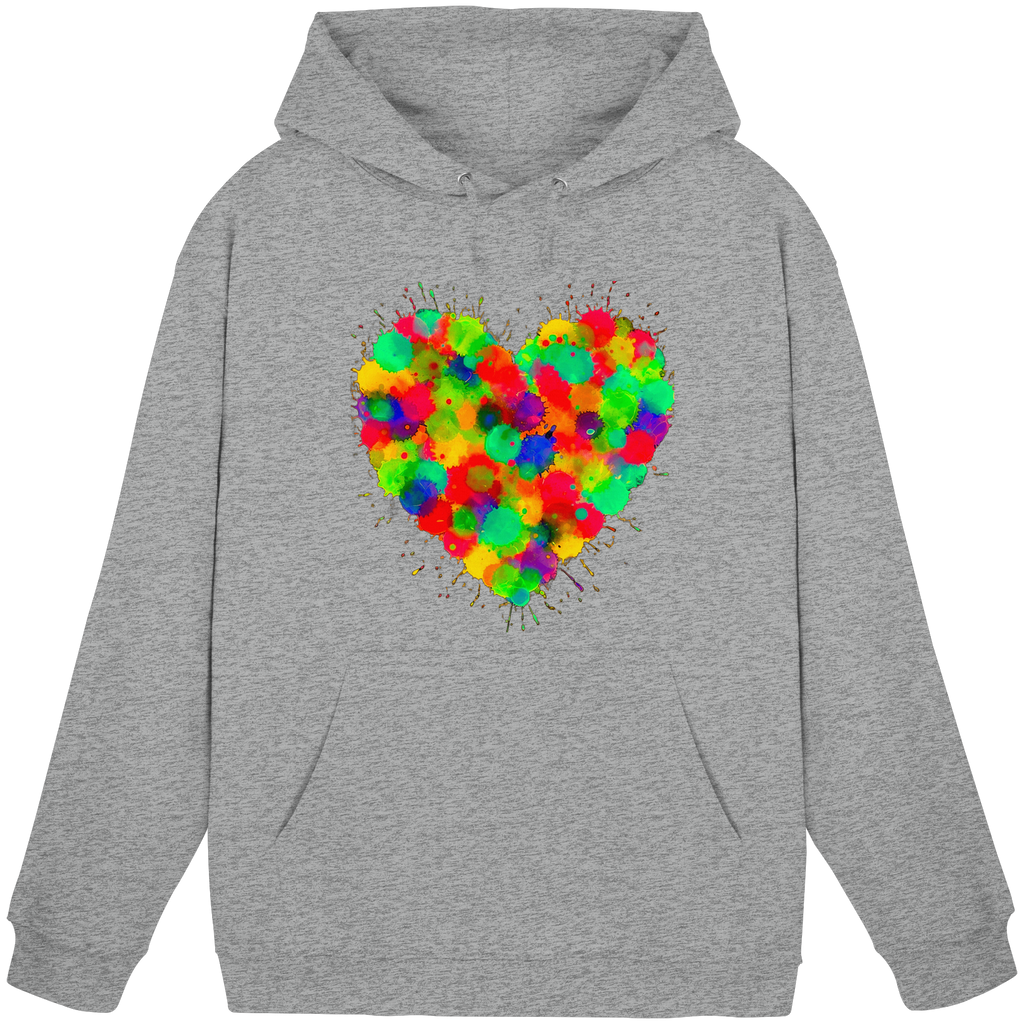 Regenbogen Paint Splatter Herz Hoodie Unisex 5 Farben S- 3XL