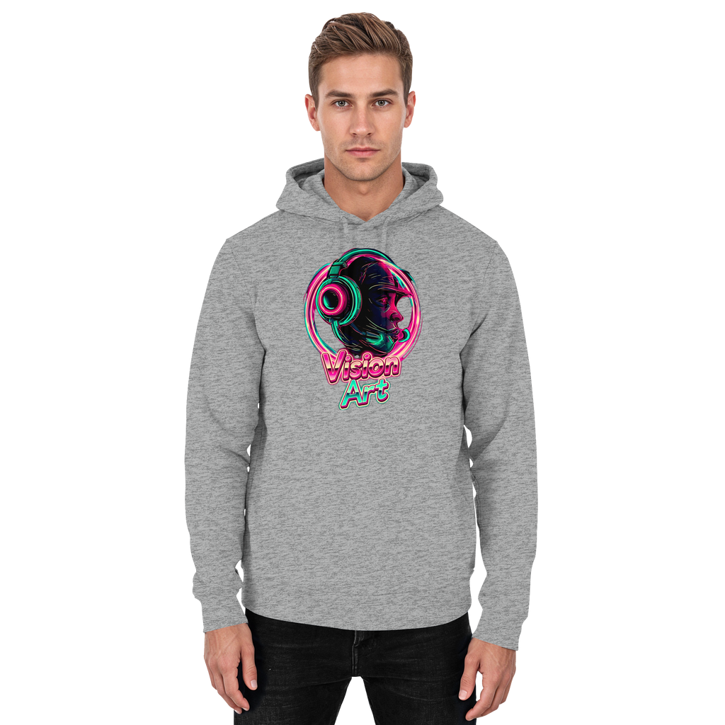 Vision Art Neon Cyberpunk Kopfhörer Hoodie – Leuchtend Pink & Cyan Streetwear | 10 Farben XS-5XL - Basic Unisex Hoodie