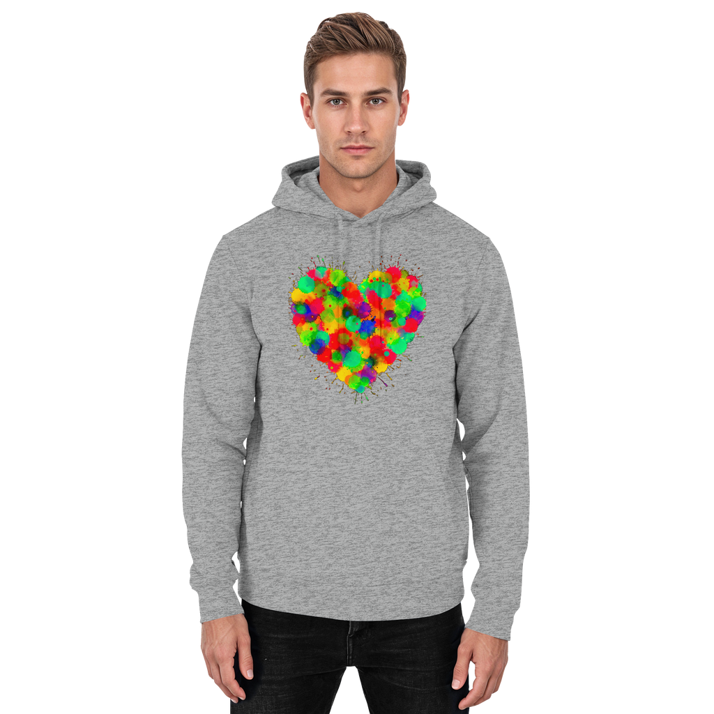 Regenbogen Paint Splatter Herz Hoodie Unisex 5 Farben S- 3XL