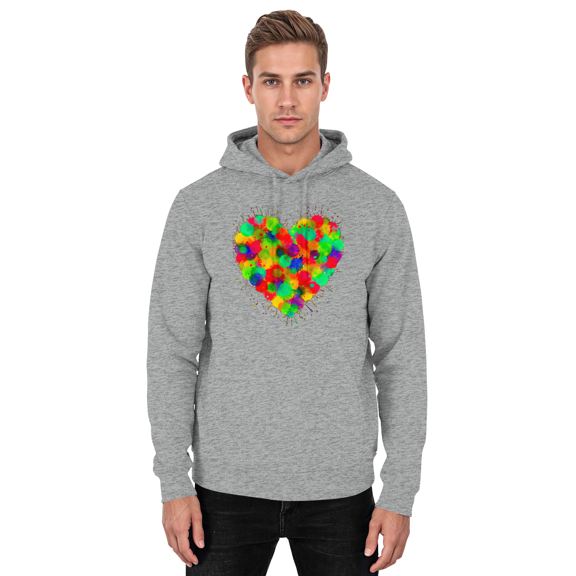 Regenbogen Paint Splatter Herz Hoodie Unisex 5 Farben S- 3XL