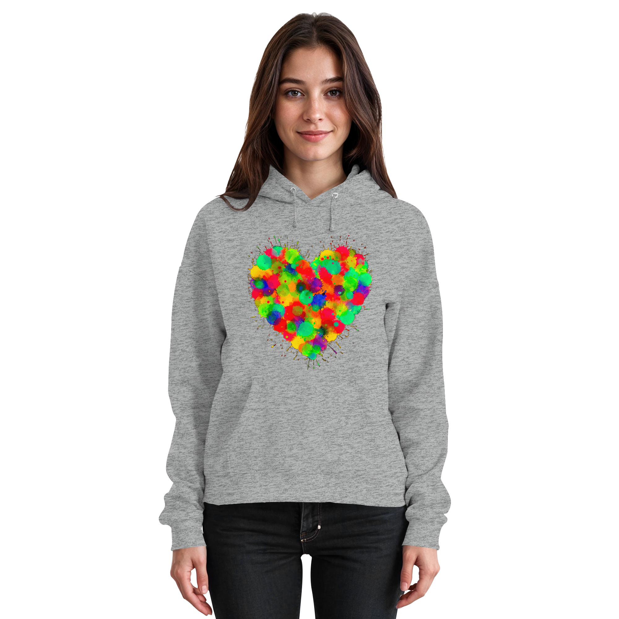 Regenbogen Paint Splatter Herz Hoodie Unisex 5 Farben S- 3XL