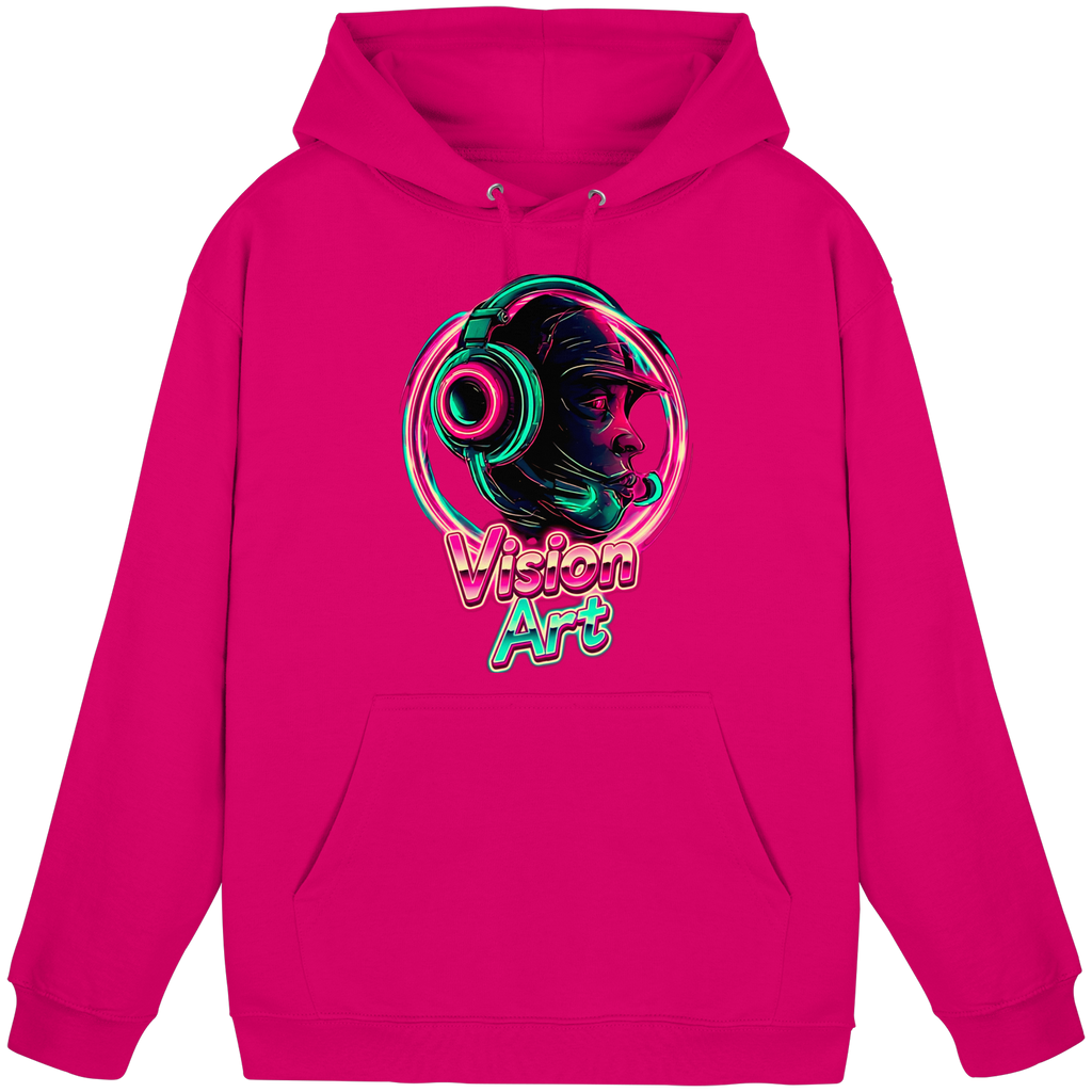 Vision Art Neon Cyberpunk Kopfhörer Hoodie – Leuchtend Pink & Cyan Streetwear | 10 Farben XS-5XL - Basic Unisex Hoodie