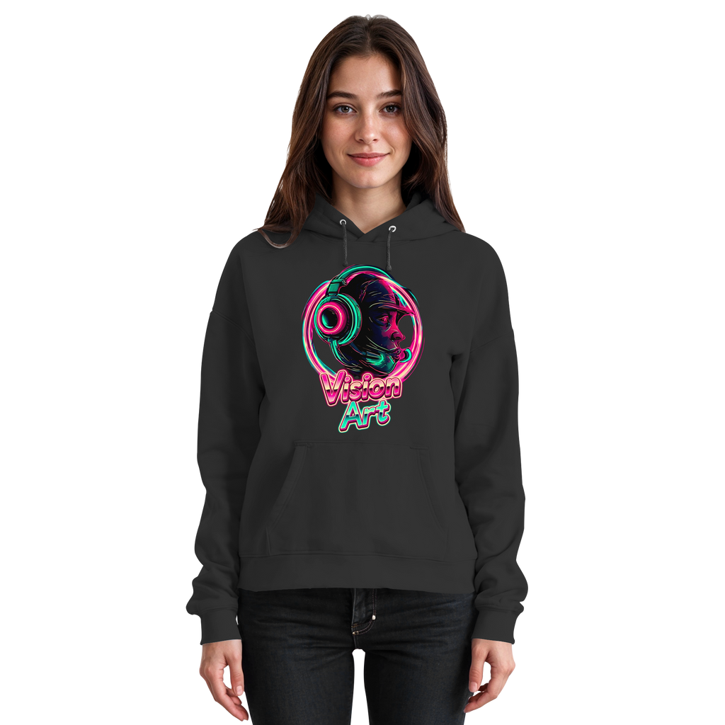 Vision Art Neon Cyberpunk Kopfhörer Hoodie – Leuchtend Pink & Cyan Streetwear | 10 Farben XS-5XL - Basic Unisex Hoodie