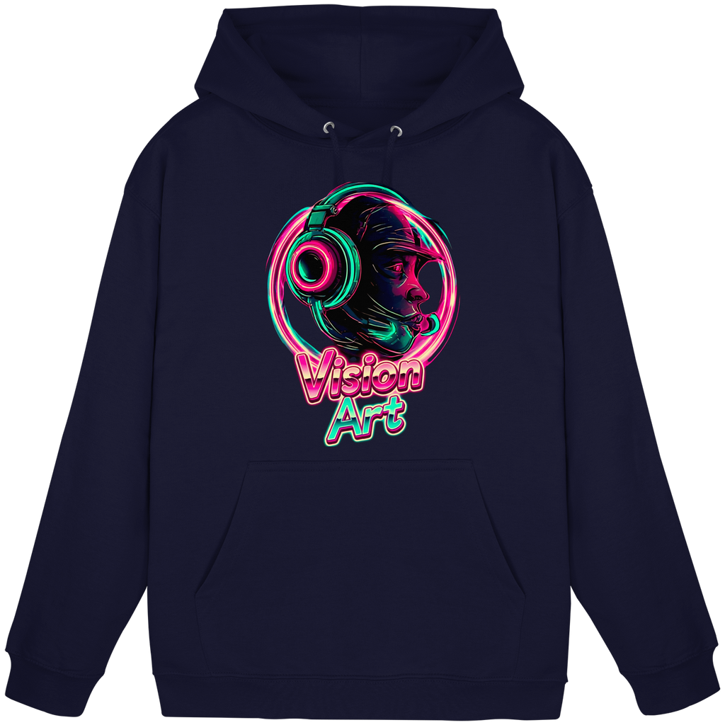 Vision Art Neon Cyberpunk Kopfhörer Hoodie – Leuchtend Pink & Cyan Streetwear | 10 Farben XS-5XL - Basic Unisex Hoodie
