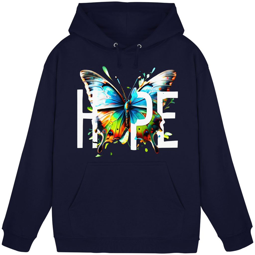 HOPE Schmetterlings-Kapuzenpullover Lebendiges Buntes Motivationsgrafik 8 Farben S-5XL - Basic Unisex Kapuzenpullover
