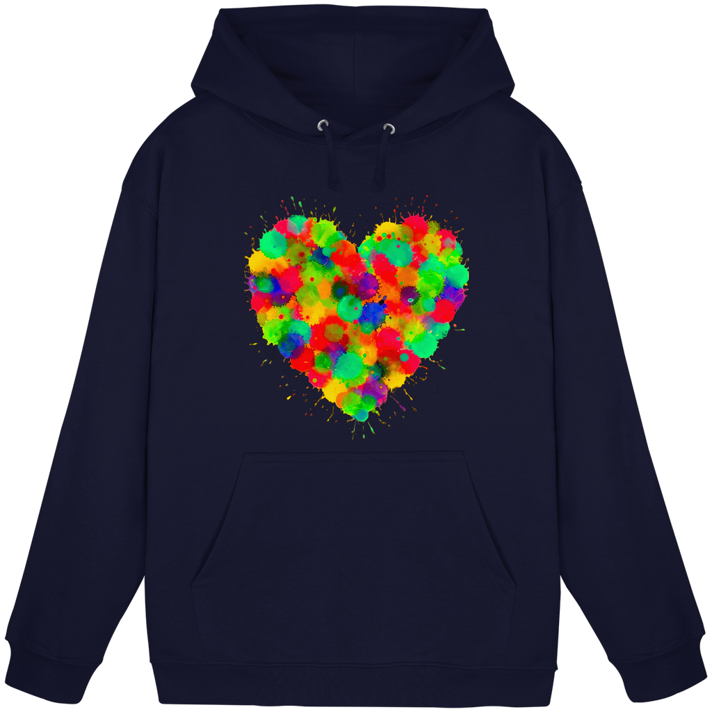 Regenbogen Paint Splatter Herz Hoodie Unisex 5 Farben S- 3XL