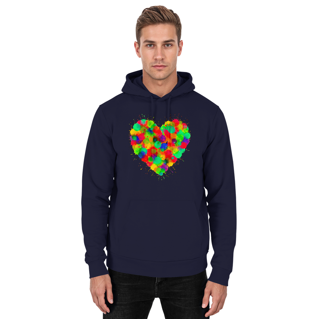 Regenbogen Paint Splatter Herz Hoodie Unisex 5 Farben S- 3XL