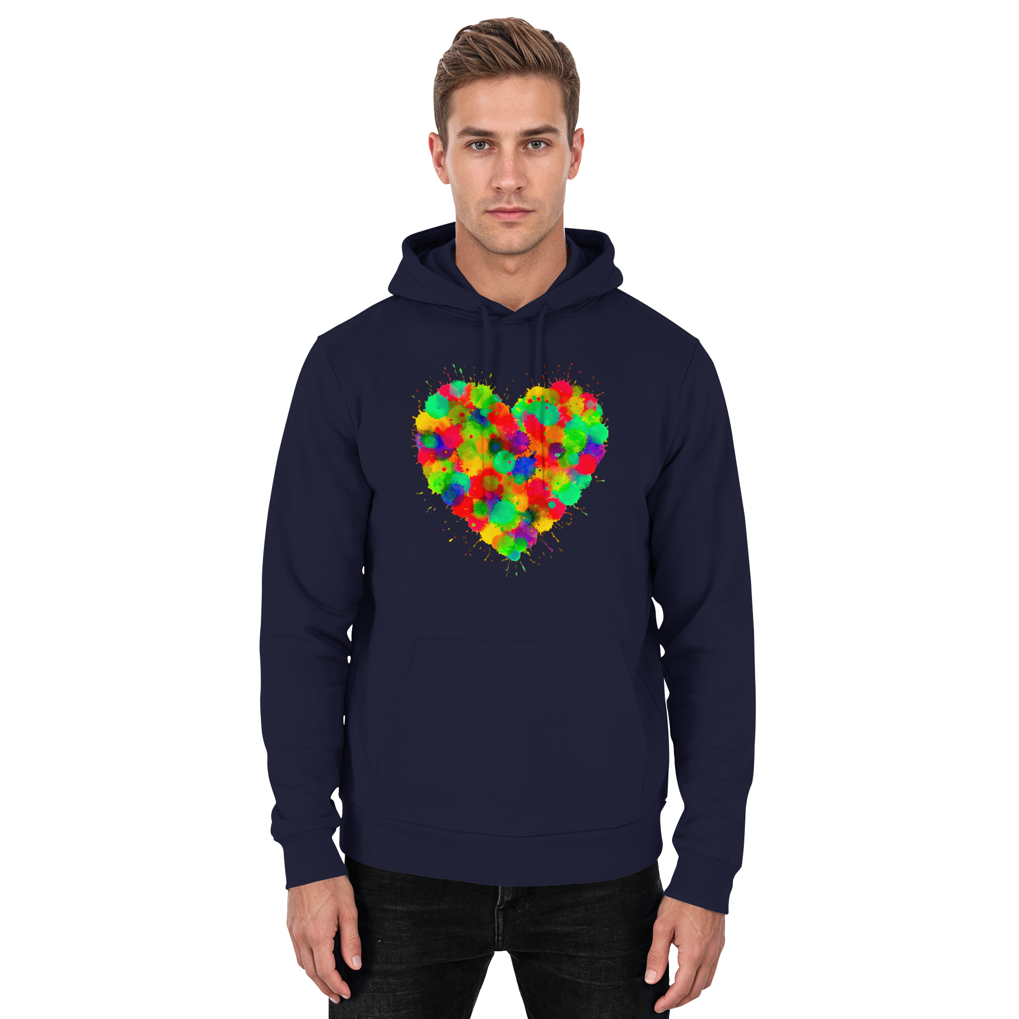 Regenbogen Paint Splatter Herz Hoodie Unisex 5 Farben S- 3XL
