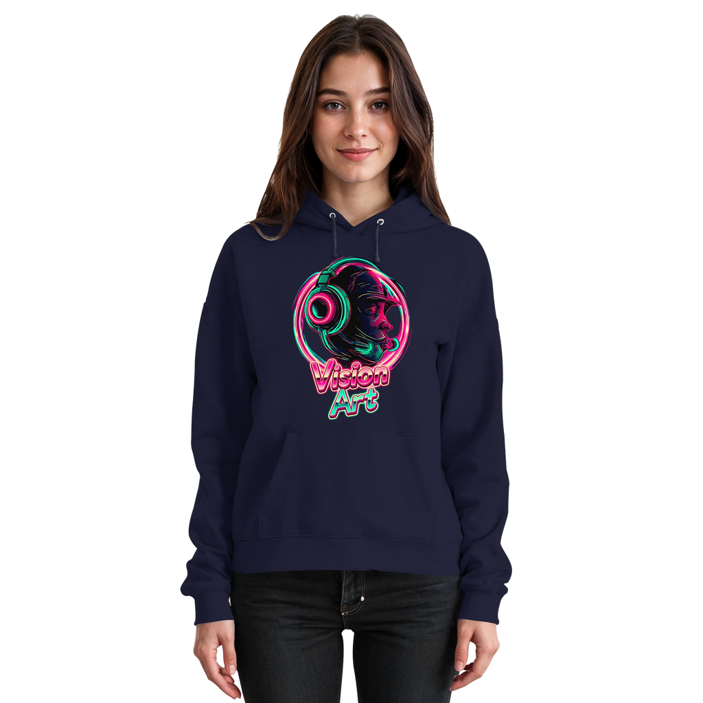 Vision Art Neon Cyberpunk Kopfhörer Hoodie – Leuchtend Pink & Cyan Streetwear | 10 Farben XS-5XL - Basic Unisex Hoodie
