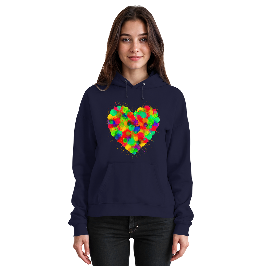 Regenbogen Paint Splatter Herz Hoodie Unisex 5 Farben S- 3XL