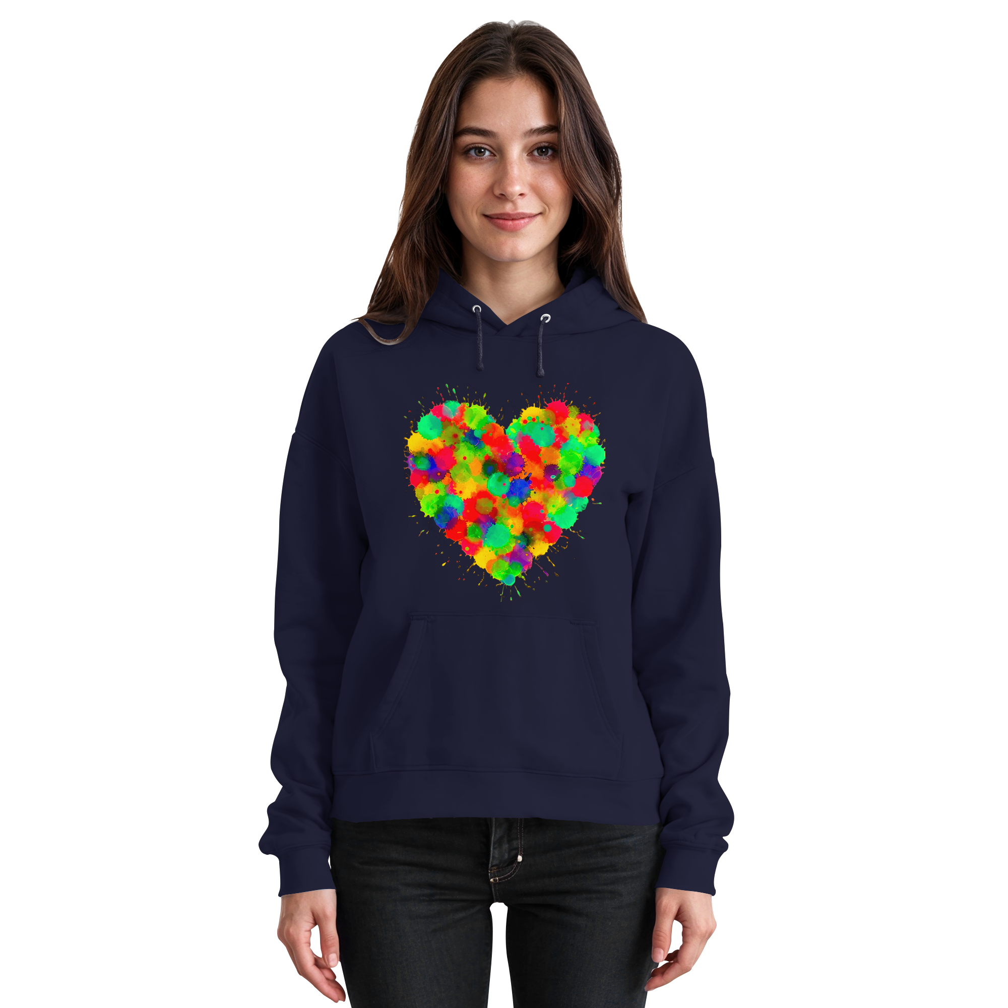 Regenbogen Paint Splatter Herz Hoodie Unisex 5 Farben S- 3XL