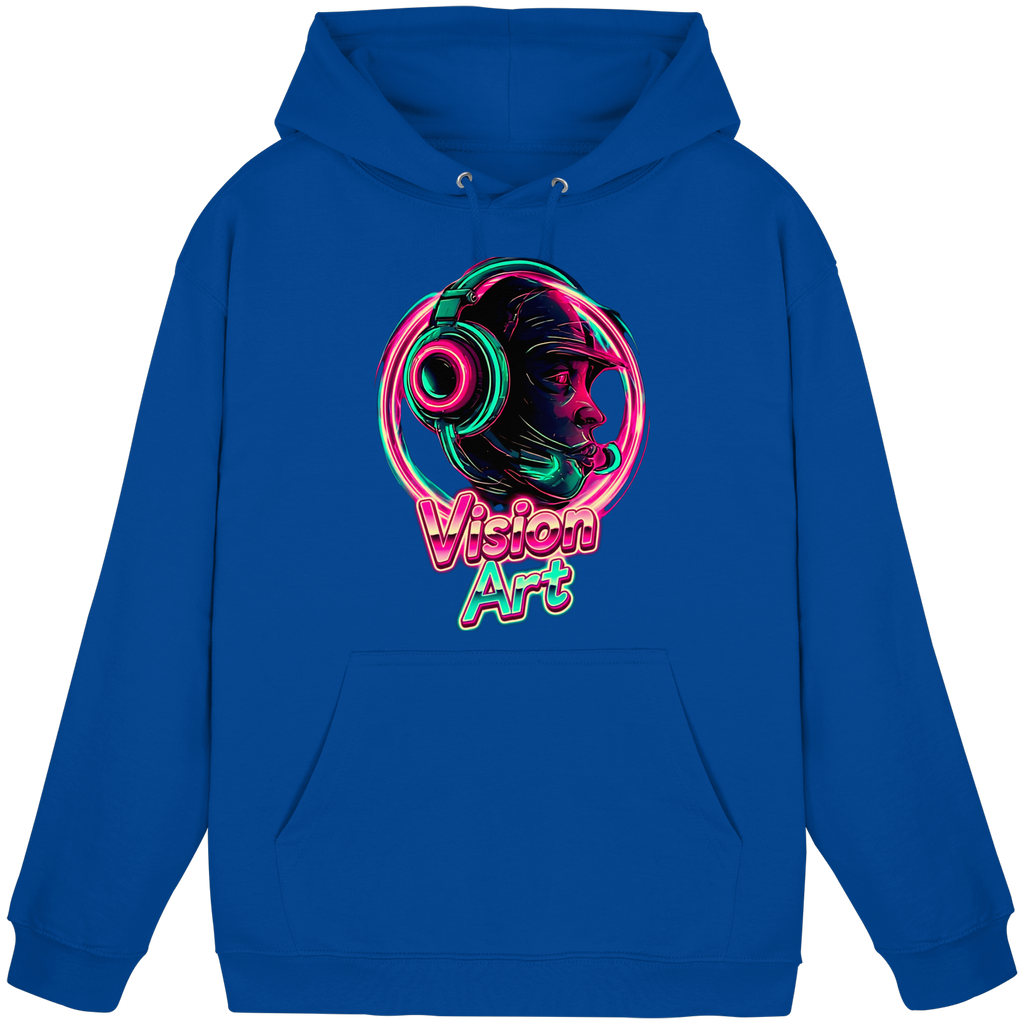 Vision Art Neon Cyberpunk Kopfhörer Hoodie – Leuchtend Pink & Cyan Streetwear | 10 Farben XS-5XL - Basic Unisex Hoodie